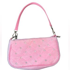 Cutest y2K fuzzy pink & rhinestone/gem sparkly purse!